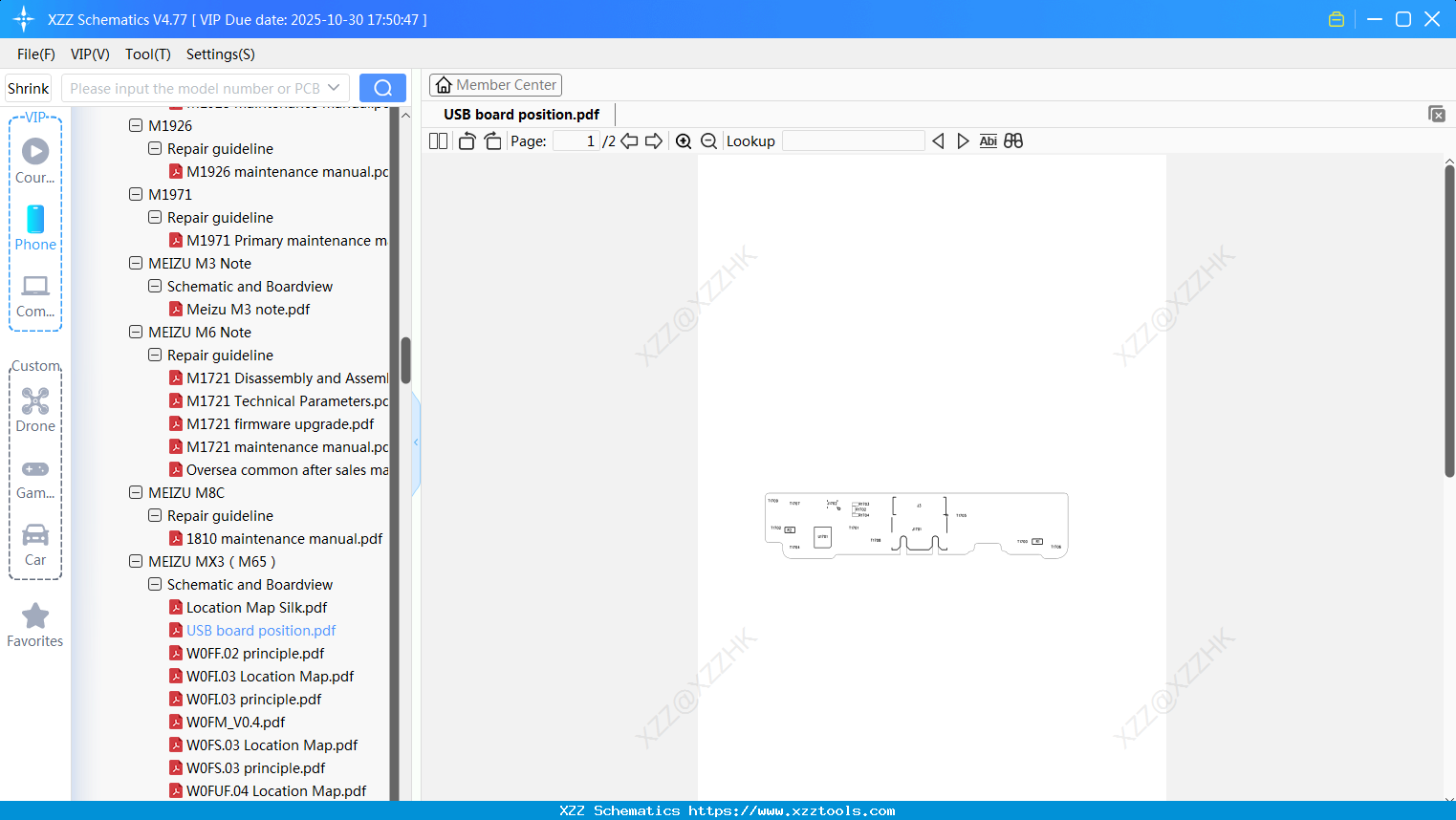 Meizu USB Board Position